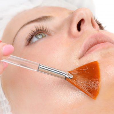 beauty salon, facial peeling mask with retinol and fruit acids